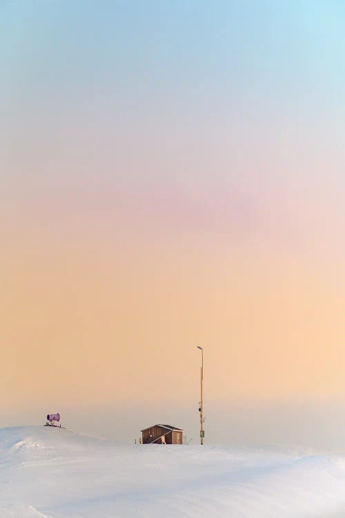 Cotton Candy Winter Minimalist Snowscape by Nik Rave wall art