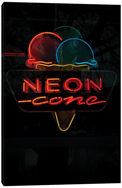 Neon Sign Of An Ice Cream Cone Canvas Art Print - Nik Rave