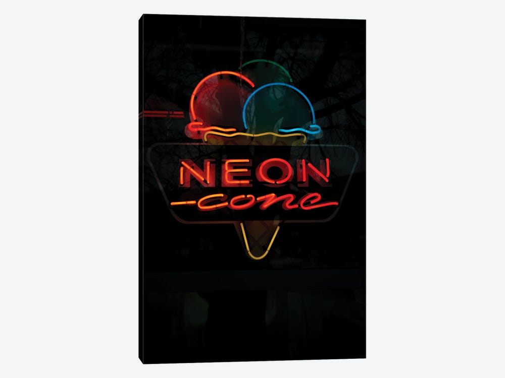 Neon Sign Of An Ice Cream Cone by Nik Rave 1-piece Canvas Wall Art