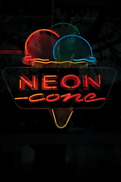 Signs: Neon Sign Of An Ice Cream Cone by Nik Rave