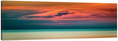 Sunset Over Lake Canvas Art Print - Nik Rave