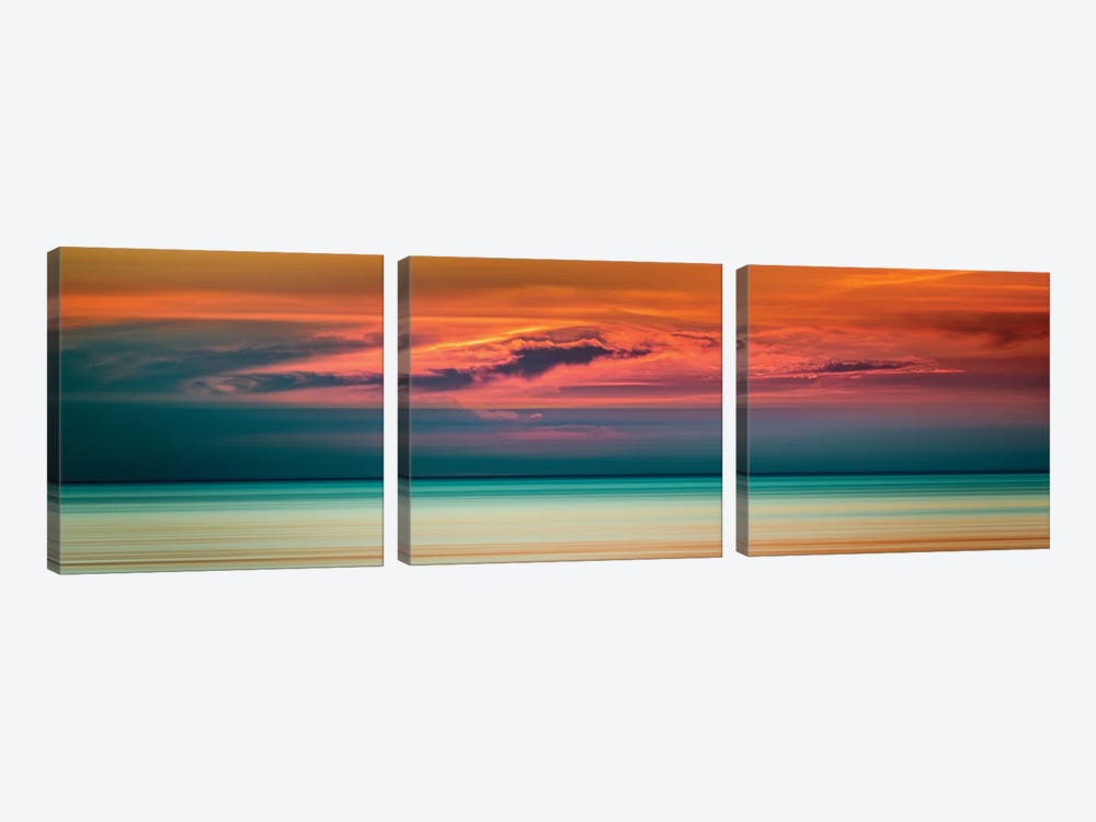 Sunset Over Lake by Nik Rave 3-piece Canvas Art Print