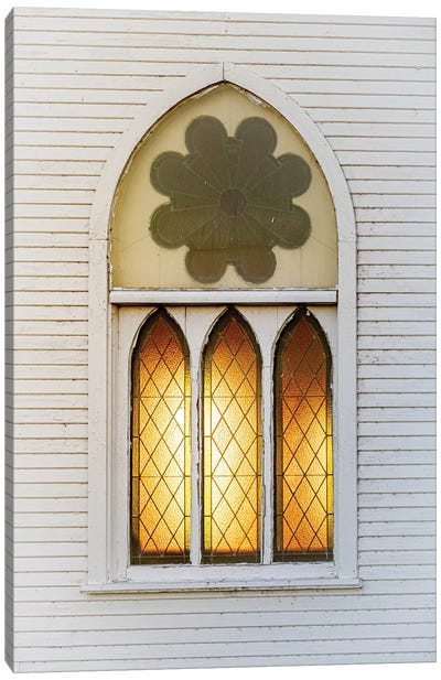 Window In A Church On The Sunset Canvas Art Print - Nik Rave