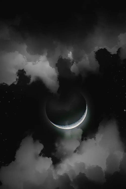 Moon Crescent Starry Night