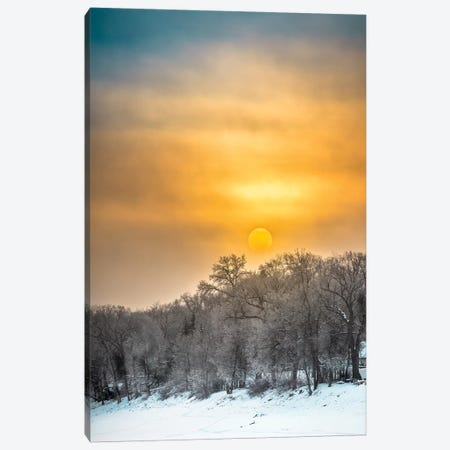 Sunrise Over Frozen River Canvas Print #NRV87} by Nik Rave Art Print