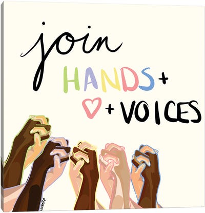 Join Hands And Hearts Canvas Art Print - Diversity