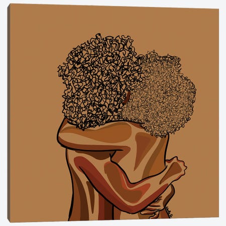 Afro Hug Canvas Print #NRX114} by NoelleRx Canvas Art