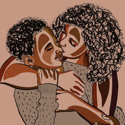 Mommy & Me V by NoelleRx framed canvas print