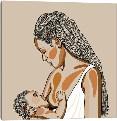 Black Mothers Breastfeed I Canvas Art Print - Unconditional Love