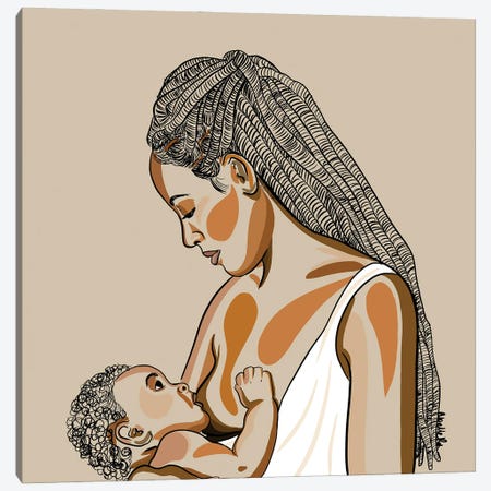Black Mothers Breastfeed I Canvas Print #NRX1} by NoelleRx Art Print