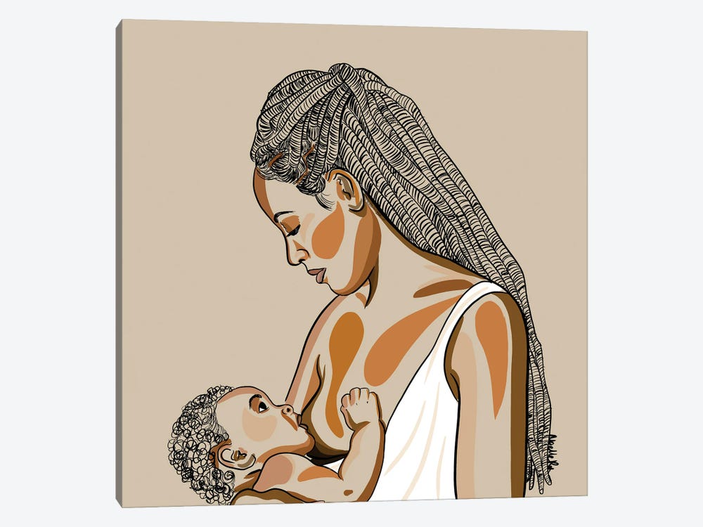 Black Mothers Breastfeed I by NoelleRx 1-piece Art Print