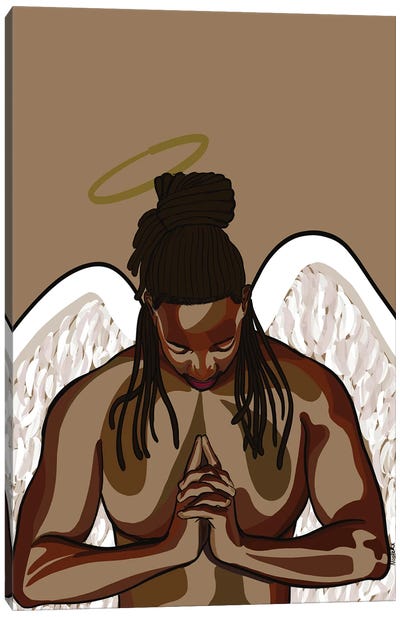Angel I Canvas Art Print - Black Christmas Art