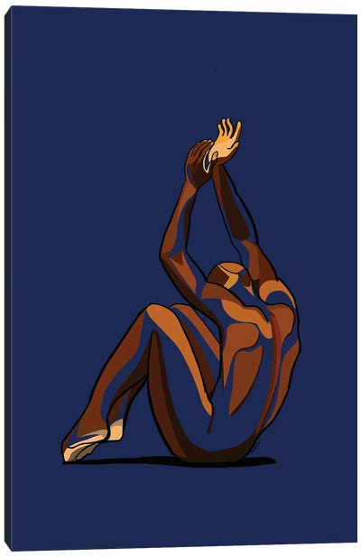 Stretch My Hands To Thee I Canvas Art Print - Blue Nude Collection