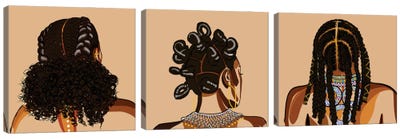 Black Hair Story Triptych Canvas Art Print - Body Positivity Art