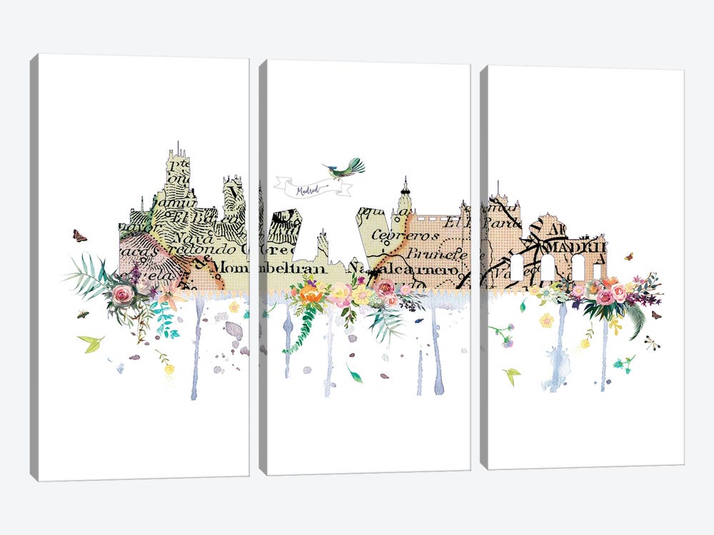 Madrid Collage Skyline by Natalie Ryan 3-piece Canvas Print