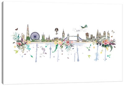 London Collage Skyline Canvas Art Print - Natalie Ryan