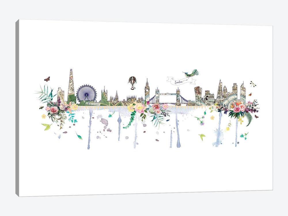 London Collage Skyline by Natalie Ryan 1-piece Canvas Wall Art