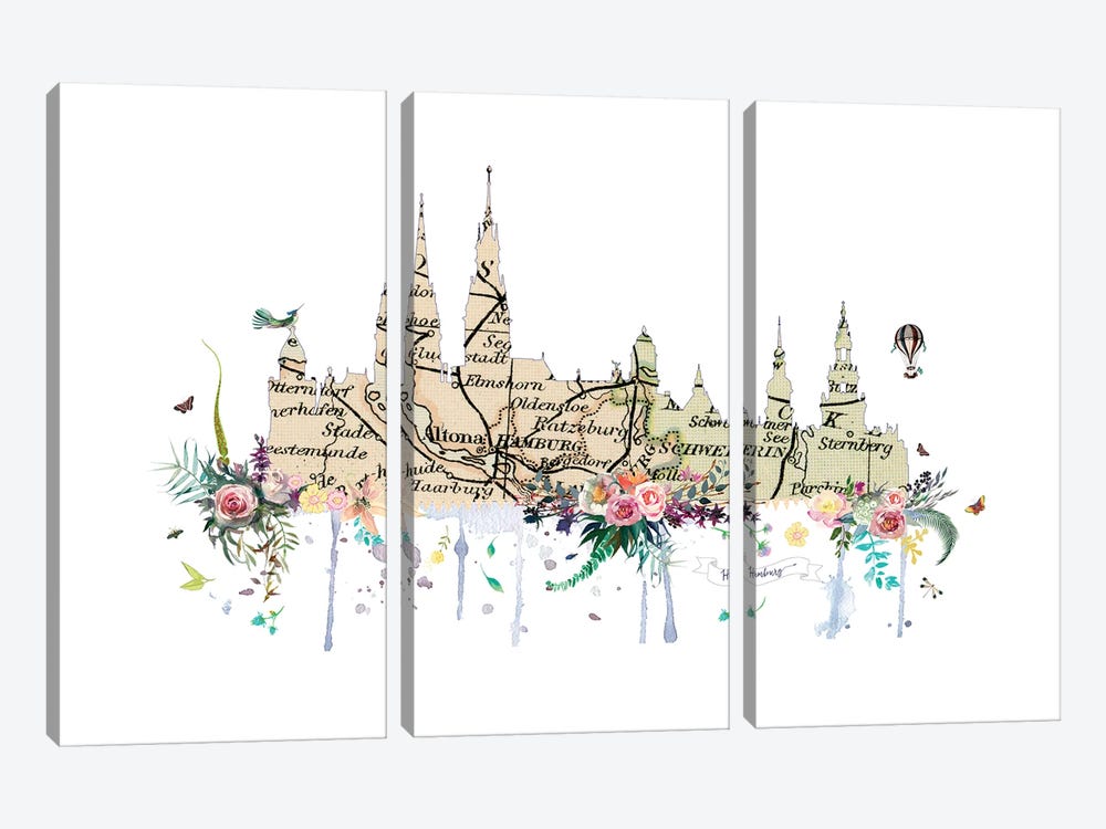 Hamburg Collage Skyline by Natalie Ryan 3-piece Art Print