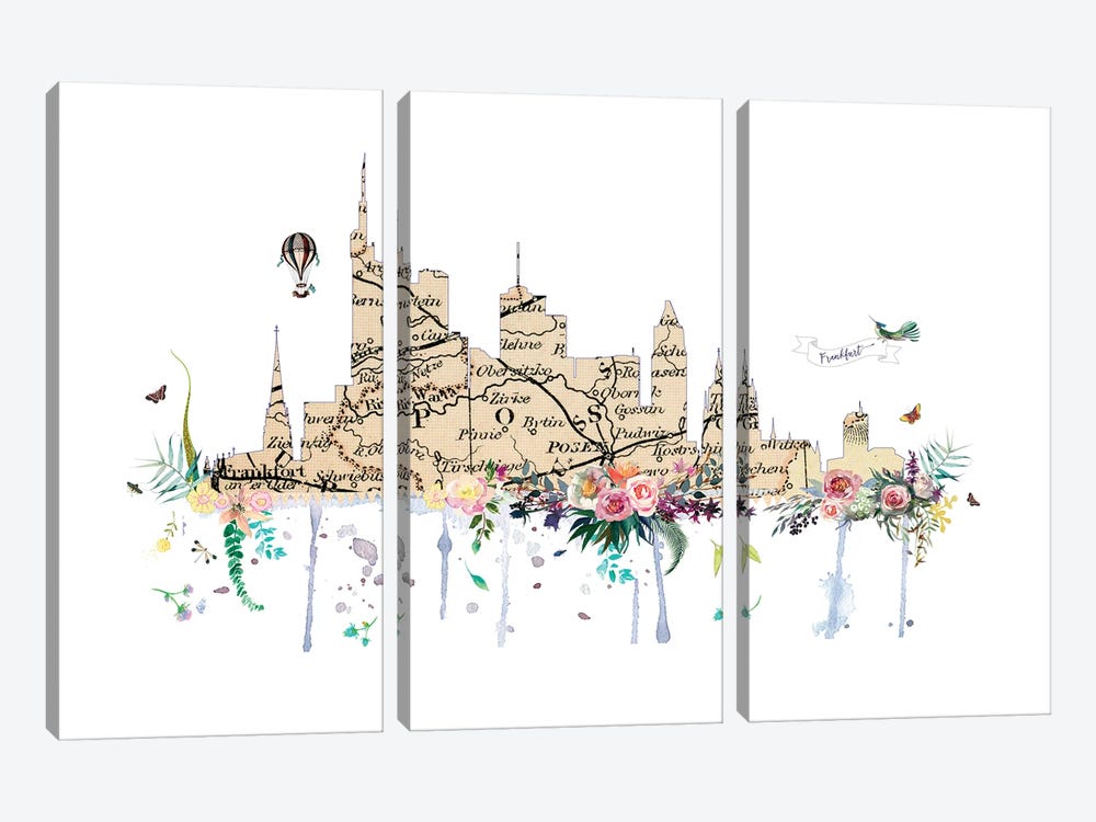 Frankfurt Collage Skyline by Natalie Ryan 3-piece Canvas Print
