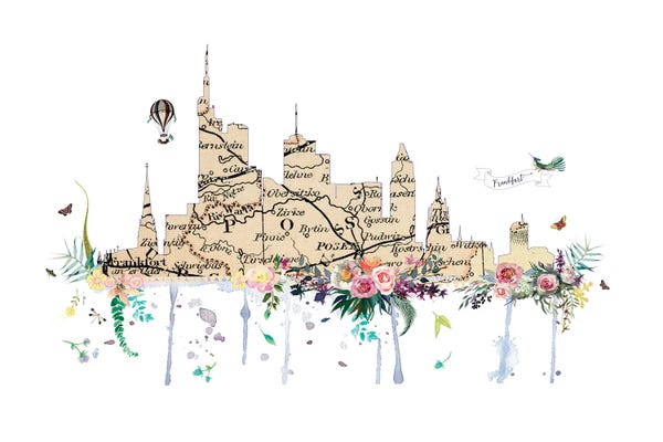 Natalie Ryan: Frankfurt Collage Skyline by Natalie Ryan