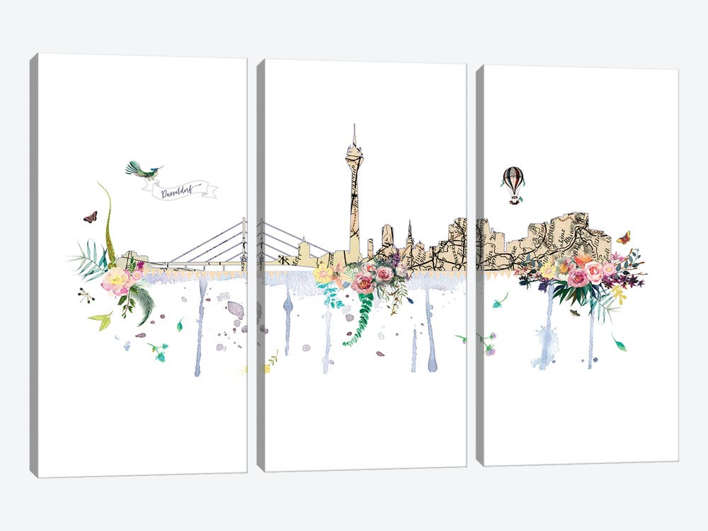 Dusseldorf Collage Skyline by Natalie Ryan 3-piece Art Print