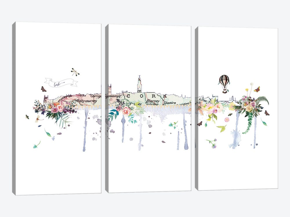 Cork Collage Skyline by Natalie Ryan 3-piece Art Print