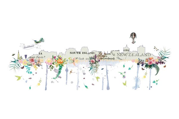New Zealand: Christchurch Collage Skyline by Natalie Ryan