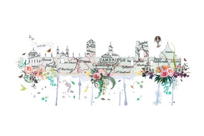 Cambridge Collage Skyline by Natalie Ryan art print
