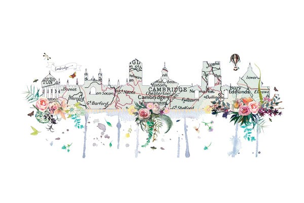 Natalie Ryan: Cambridge Collage Skyline by Natalie Ryan