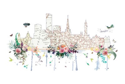 Birmingham Collage Skyline by Natalie Ryan framed wall art