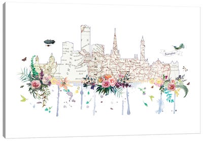 Birmingham Collage Skyline Canvas Art Print - Natalie Ryan