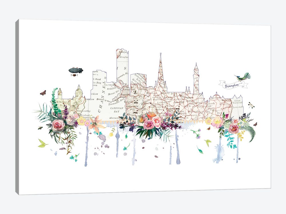 Birmingham Collage Skyline by Natalie Ryan 1-piece Canvas Art