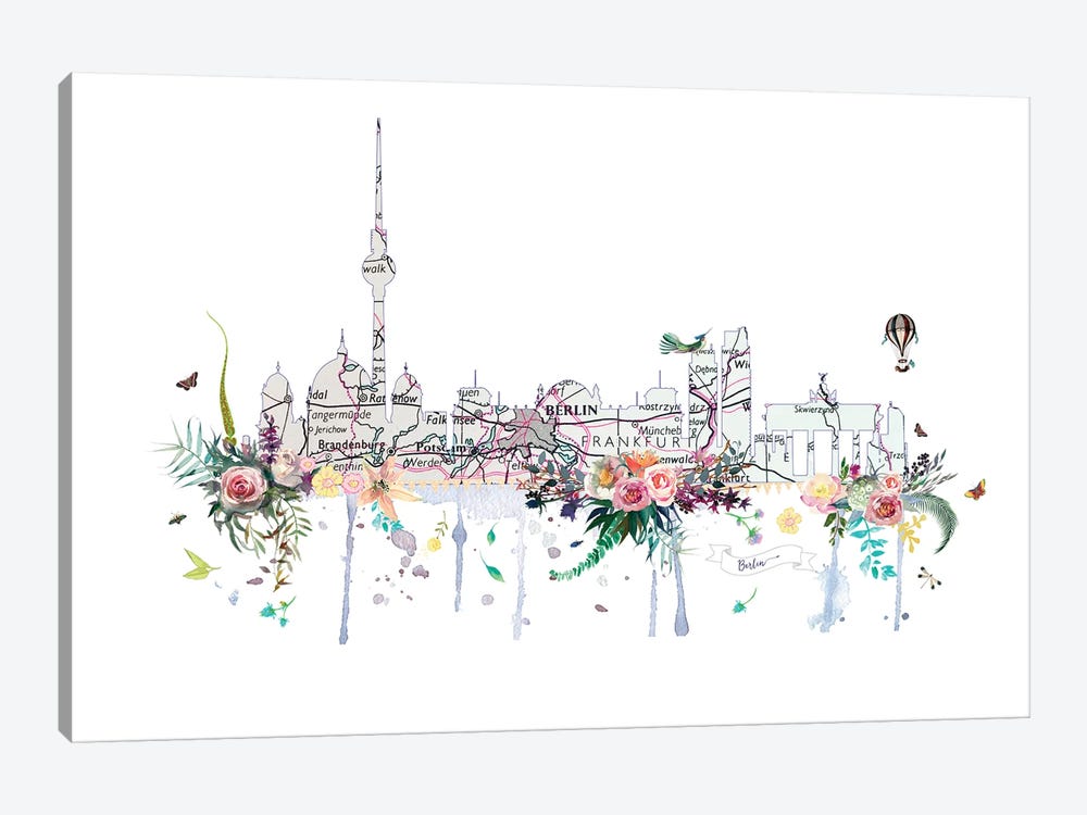 Berlin Collage Skyline by Natalie Ryan 1-piece Canvas Art Print