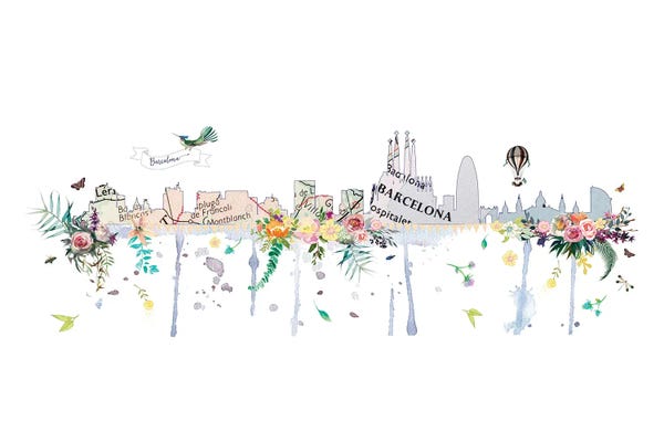 Natalie Ryan: Barcelona Collage Skyline by Natalie Ryan