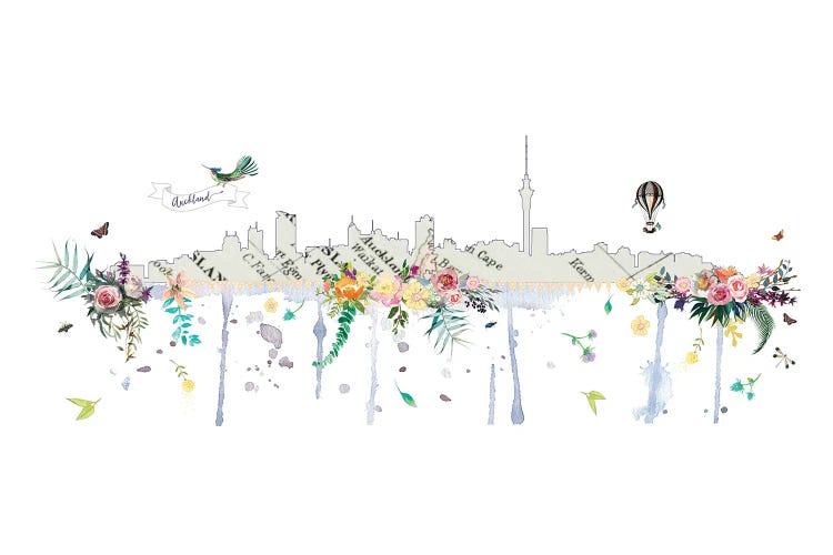 Auckland Collage Skyline by Natalie Ryan wall art