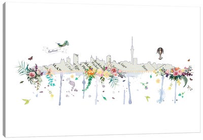 Auckland Collage Skyline Canvas Art Print