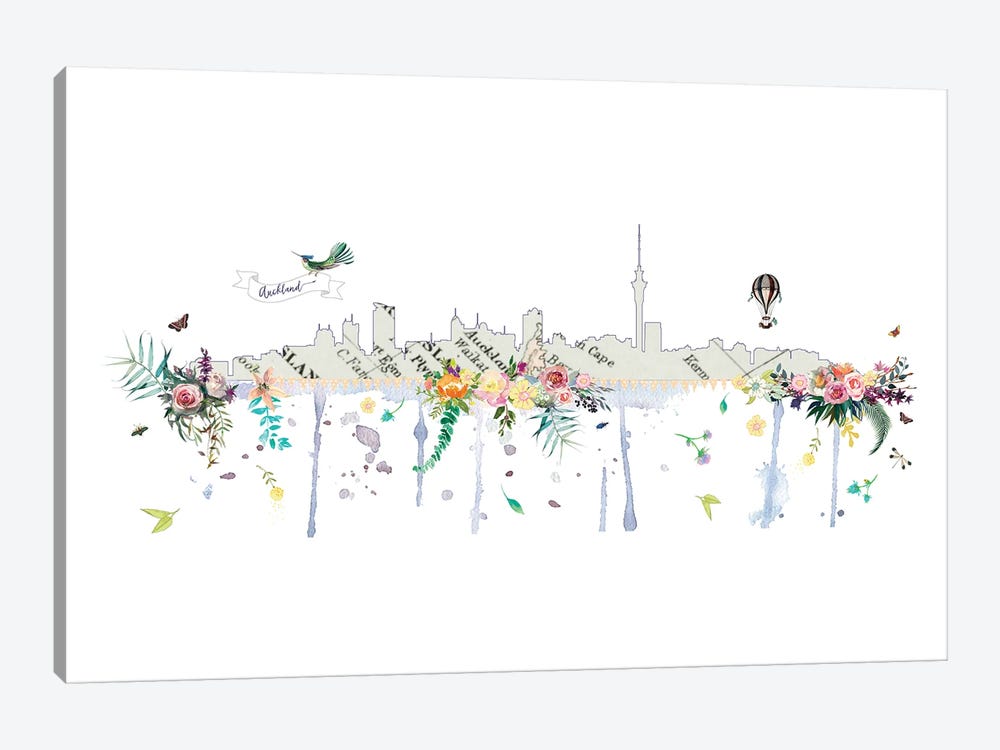 Auckland Collage Skyline by Natalie Ryan 1-piece Canvas Art Print
