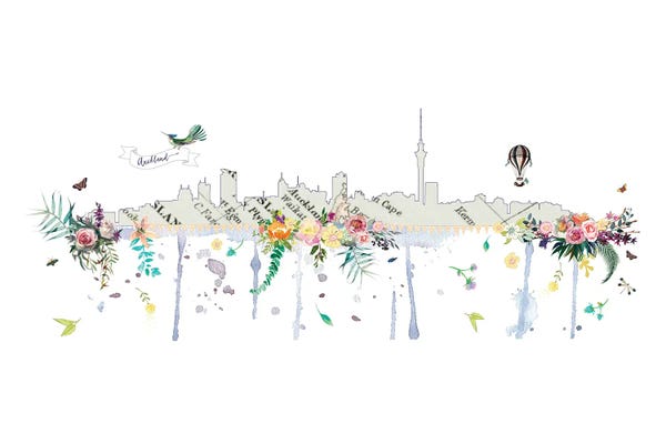 New Zealand: Auckland Collage Skyline by Natalie Ryan