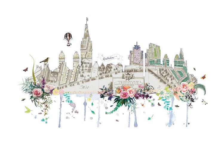 Amsterdam Collage Skyline by Natalie Ryan wall art