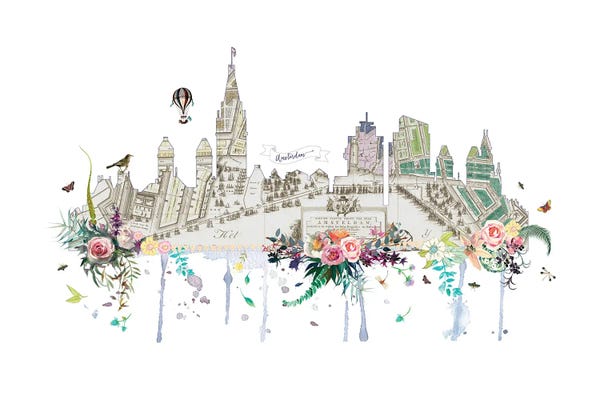 Natalie Ryan: Amsterdam Collage Skyline by Natalie Ryan