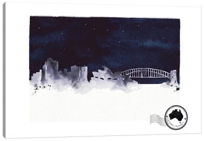 Sydney At Night Skyline Canvas Art Print - New South Wales Art