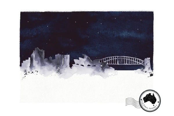 Natalie Ryan: Sydney At Night Skyline by Natalie Ryan