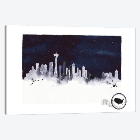 Seattle At Night Skyline Canvas Print #NRY124} by Natalie Ryan Canvas Wall Art