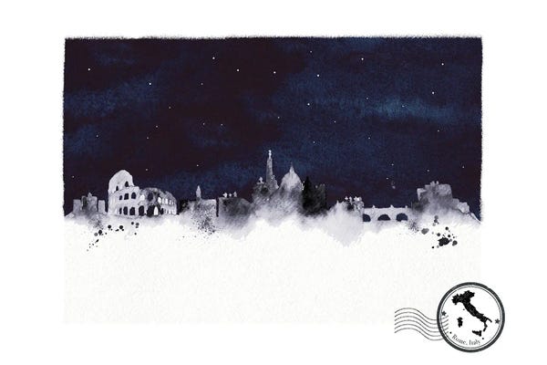 Natalie Ryan: Rome At Night Skyline by Natalie Ryan