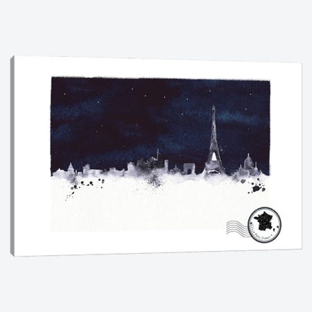 Paris At Night Skyline Canvas Print #NRY127} by Natalie Ryan Canvas Artwork