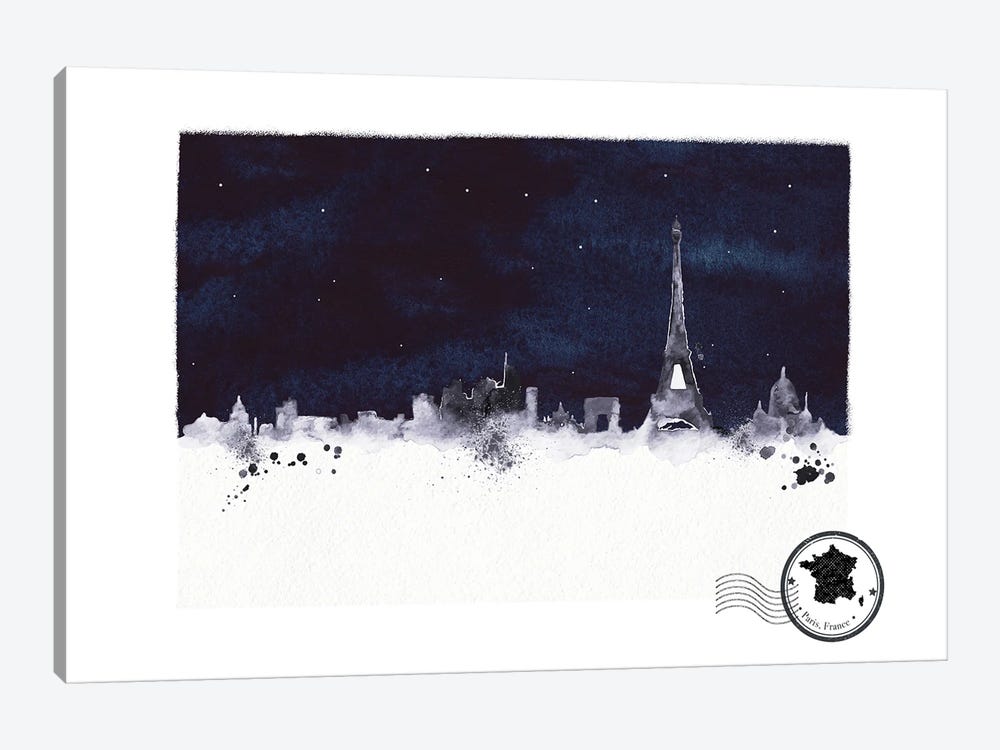 Paris At Night Skyline by Natalie Ryan 1-piece Canvas Art Print