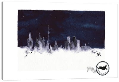 Moscow At Night Skyline Canvas Art Print - Natalie Ryan