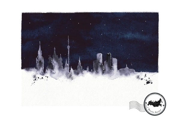 Natalie Ryan: Moscow At Night Skyline by Natalie Ryan