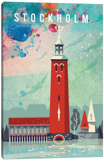 Stockholm Travel Poster Canvas Art Print - Sweden Art