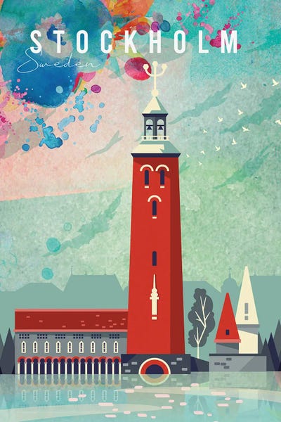 Natalie Ryan: Stockholm Travel Poster by Natalie Ryan